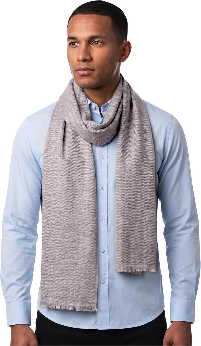 Kasjmier doek visgraatpatroon, grijs, visgraatpatroon, Eén Maat