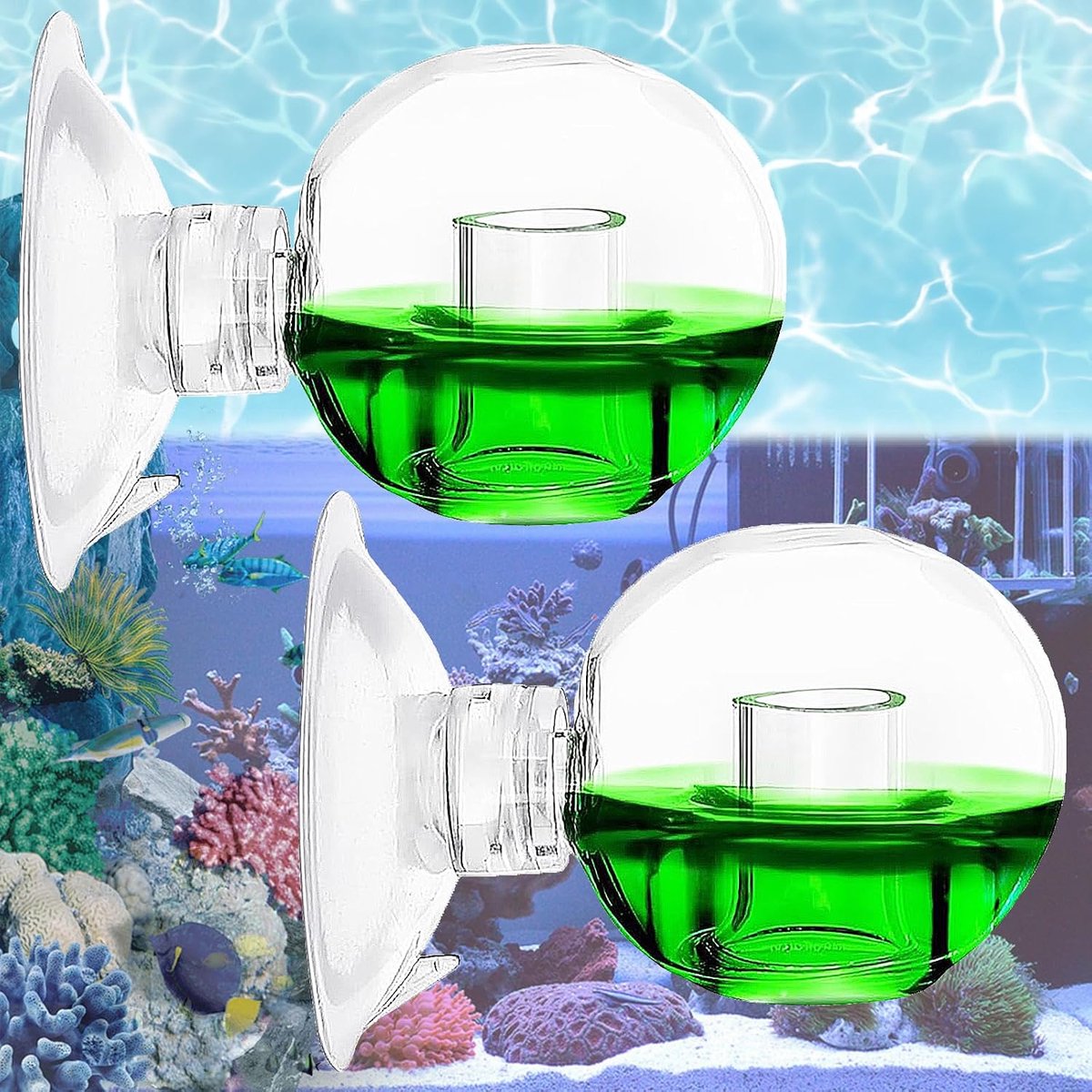 2 Stuks Aquarium CO2-Monitor, CO2-Glastester, CO2-Tester, CO2-Test, CO2 Drop Checker, CO2 Glas Aquarium Monitor, CO2 Glass Drop Checker Aquarium, Voor Zoetwateraquaria, Geplante Vistank