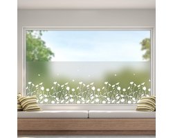 Dktie Raamfolie privacy vinyl matte raamfolie lijmvrije glas-in-lood raamfolie, verwijderbaar, bloemige statische films voor keuken, badkamer, kinderkamer 90 x 200 cm