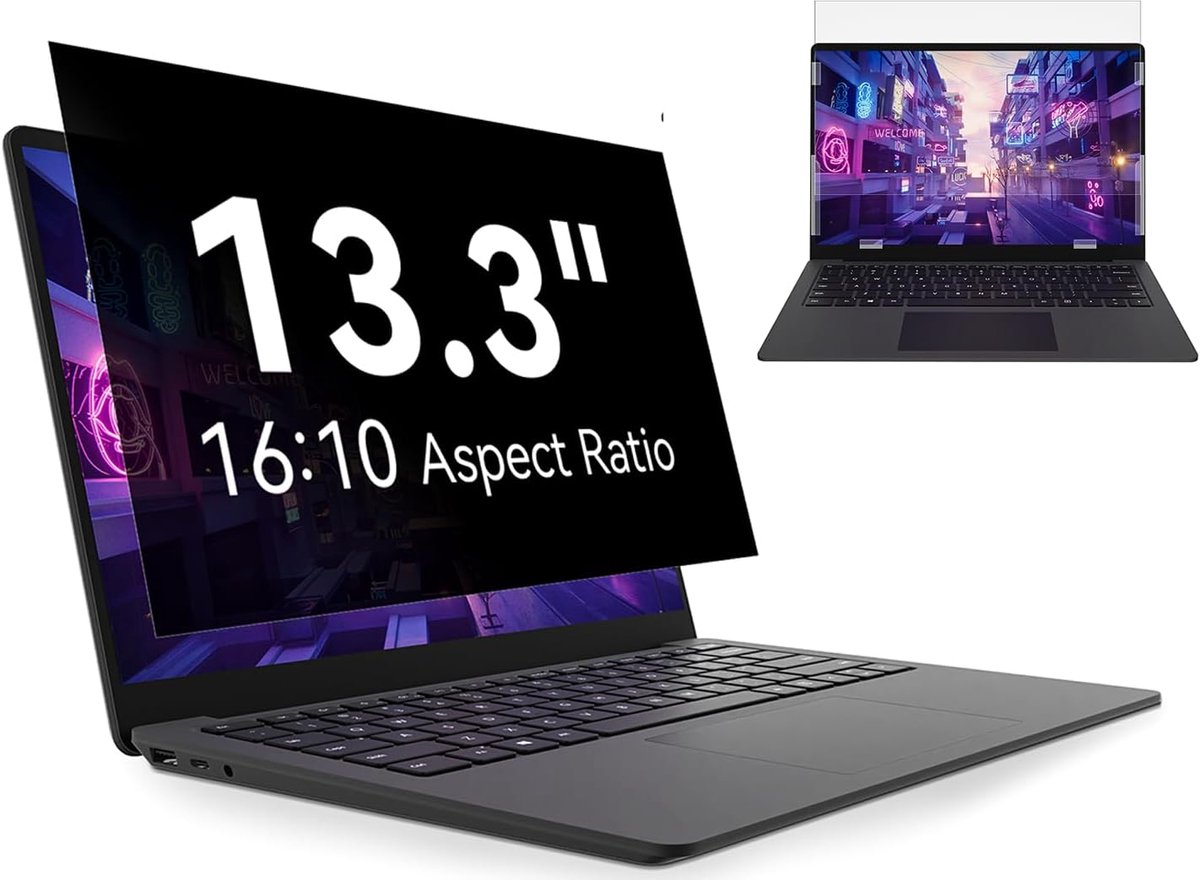 13,3 inch privacyfilter 16:10 look voor laptop, compatibel met HP/Dell/Acer/Lenovo/Thinkpad/ASUS/Sony, afneembaar, anti-licht, blauw, premium displaybescherming