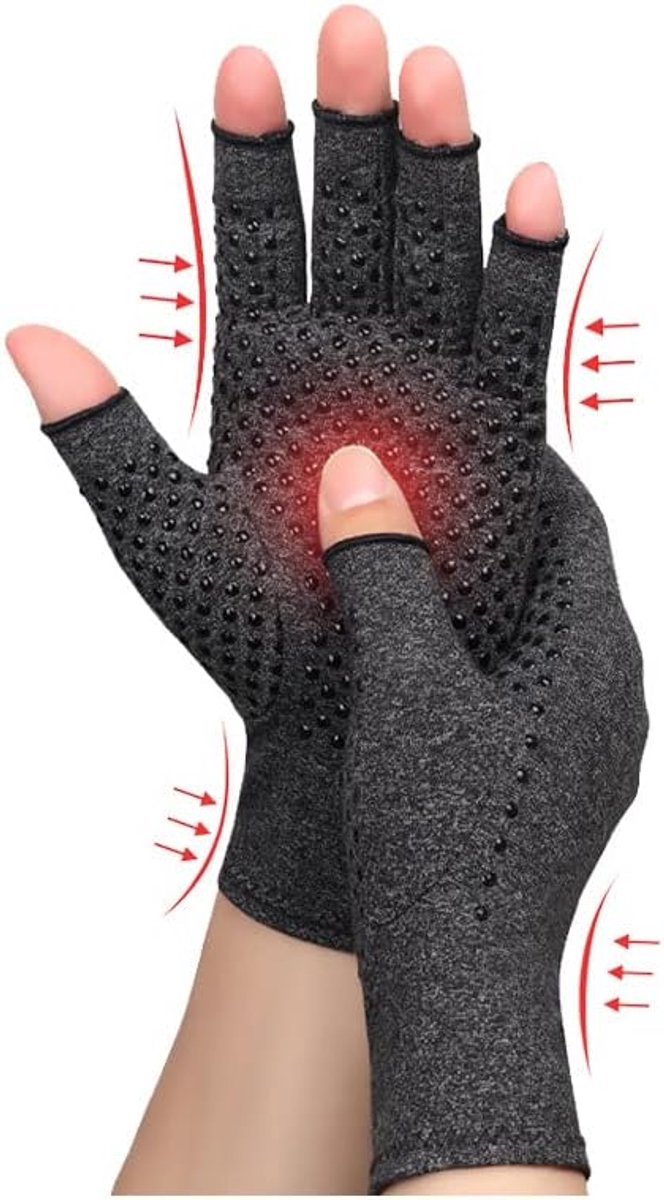 2 paar artrose handschoenen compressiehandschoenen fietshandschoenen vingerloos gevoerde handschoenen halve vinger outdoor antislip wanten handschoenen vingerloze handschoenen voor sport — afbeelding 2