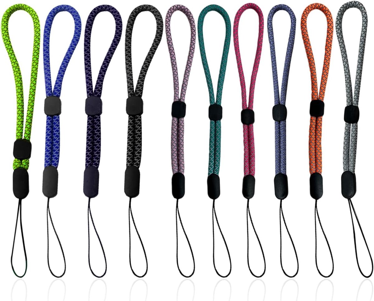 10 stuks polsband, polsband, gevlochten koord, verstelbaar koord, reflecterend koord, rugzakaccessoires, wandelaccessoires, intrekbare telefoonkoord, Meerkleurig, 22cm