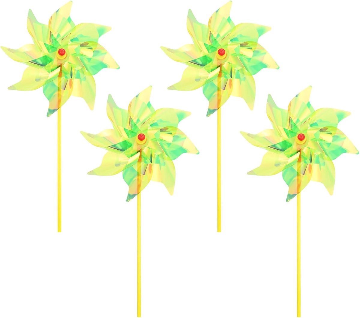 Set van 4 regenboogwielen, 50 cm plastic windspinners buiten bloemenmolen voor feestdecoraties/tuin/tuin, speelgoed windspinners [geel]