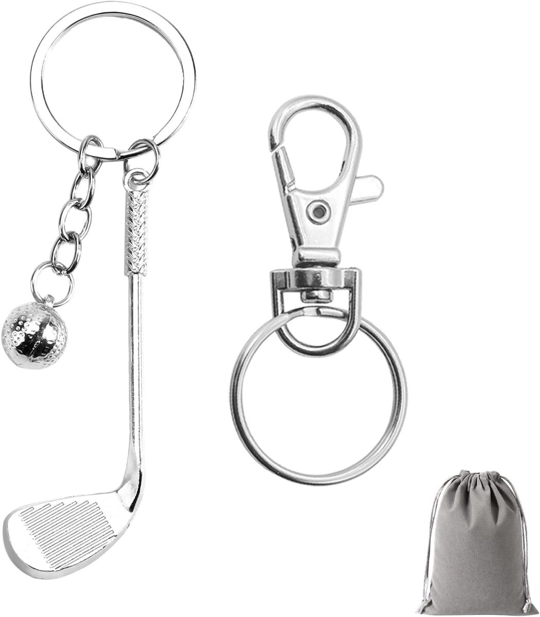 Mini Golf Sleutelhanger, Cadeau voor Golfliefhebbers, Golfclubs en Golfballen, Sportaccessoires voor Sleutels en Rugzakken, Geluksbrenger voor Golfers