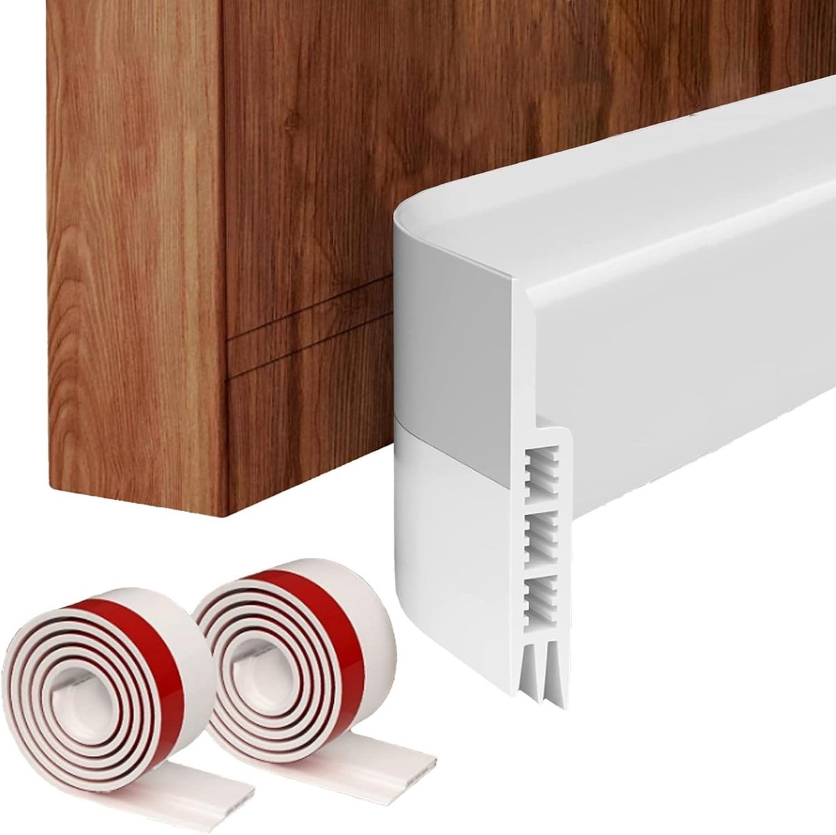 Draught excluder set van 2 stuks voor deuren, zelfklevend en 37 inch voor geluidsisolatie, stofdicht en waterdicht (wit)
