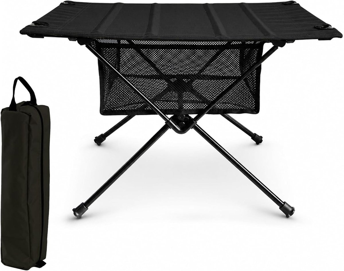 Vouwbare Campingtafel, Opvouwbaar en Lichtgewicht, Ideaal voor Buitenactiviteiten, Inclusief Draagtas en Netzak, Perfect voor Kamperen en Hiken