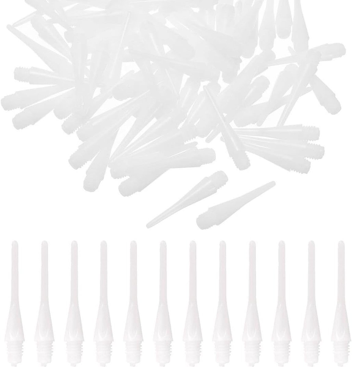 Set van 60 Witte Dart Flights met Plastic Tips voor Professioneel Gebruik, Zacht en Duurzaam, 2BA Formaat