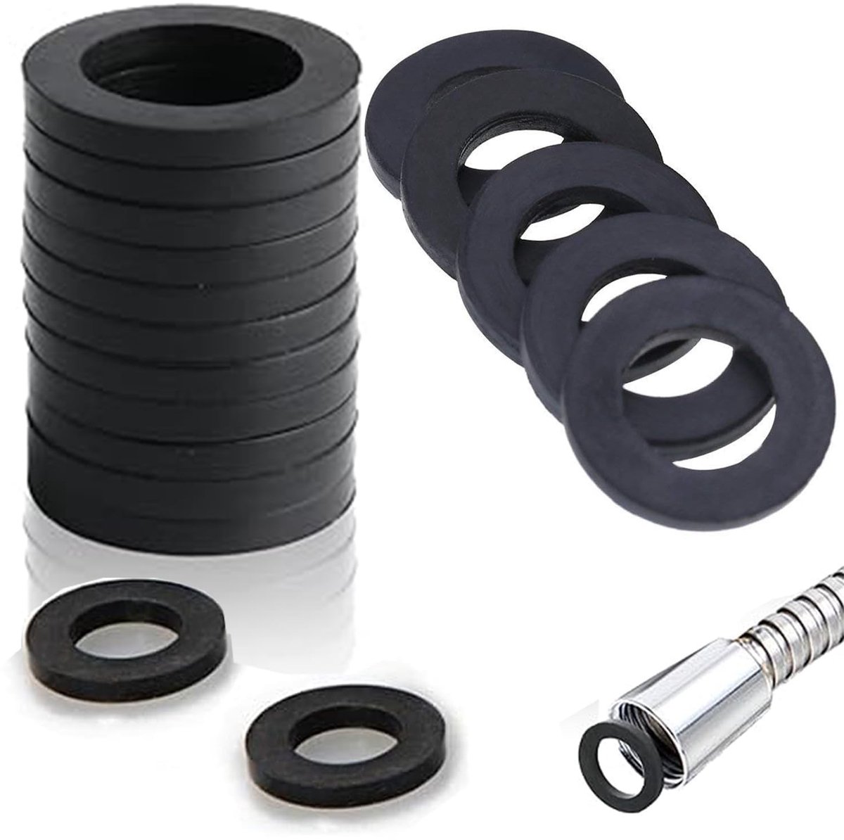 30 Stuks 1/2 Inch Douche Slang Wasringen, Rubber O-Ringen en Afdichtingen voor Douchekop en Slangverbinding