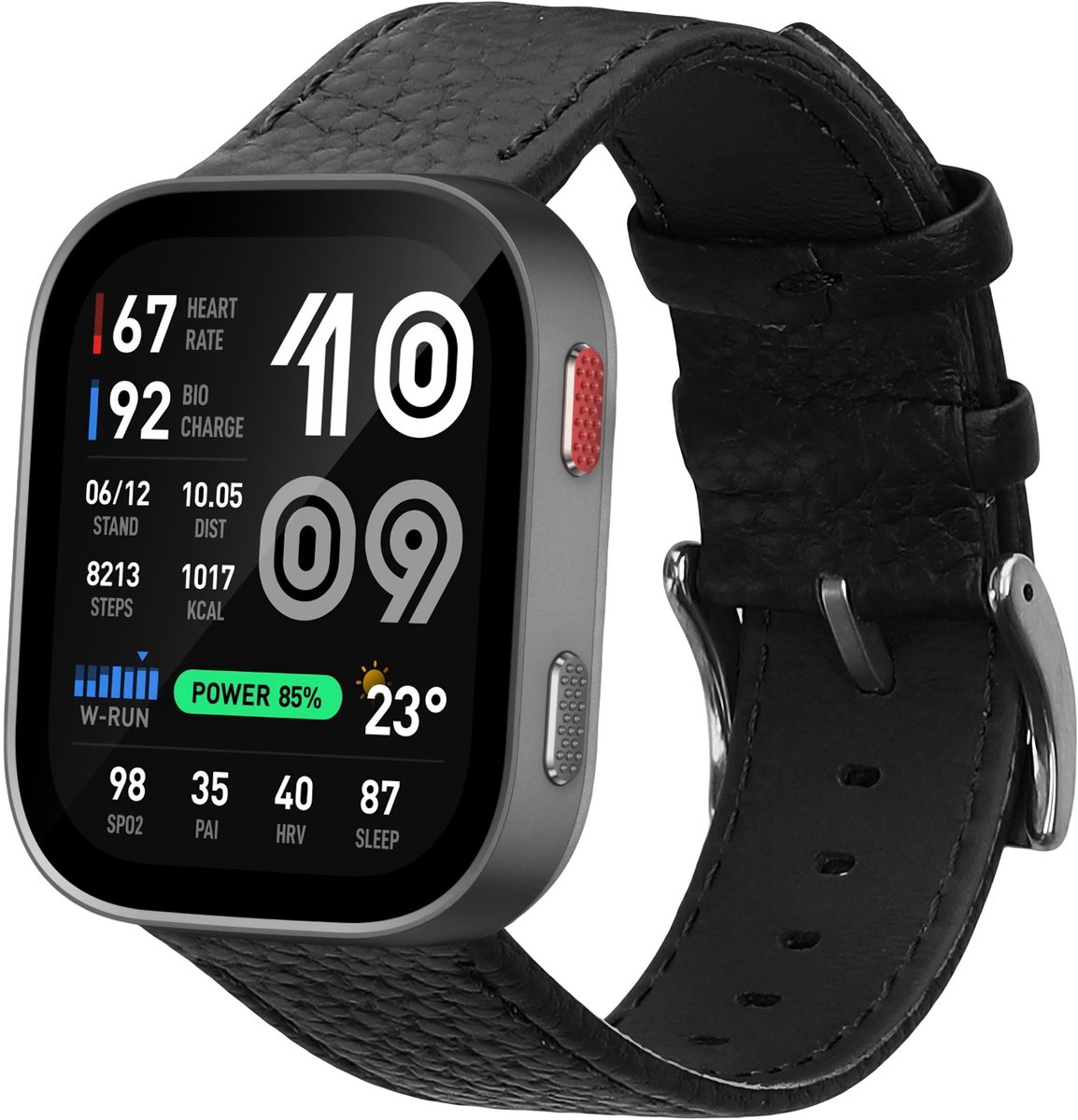 kwmobile lederen horlogebandje geschikt voor Amazfit Bip Max / Amazfit Bip 6 polsband - Echt leren smartwatch bandje - Activity tracker horloge band in zwart