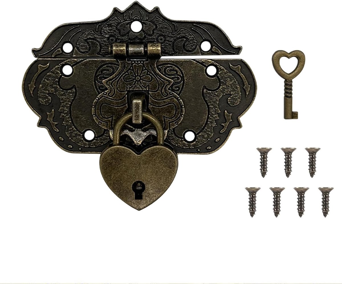 Vintage sluiting in antiek ontwerp van brons, accessoires voor gordijnen, sieraden- en gereedschapsdozen, decoratieve sloten voor houten kisten