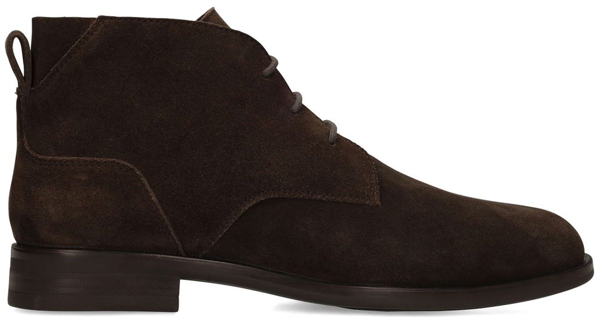 Manfield - Heren - Donkerbruine suède veterschoenen - Maat 46