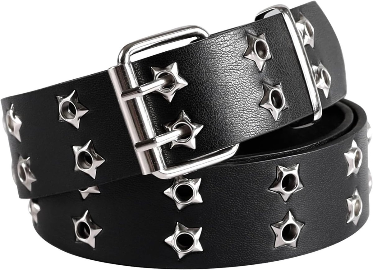 Punk Leren Riem voor Vrouwen - Vintage Accessoires voor Hippie en Skate Liefhebbers, Uniek en Stijlvol