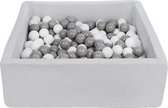 Zachte Jersey baby kinderen Ballenbak met 300 ballen, 90x90 cm - wit, grijs