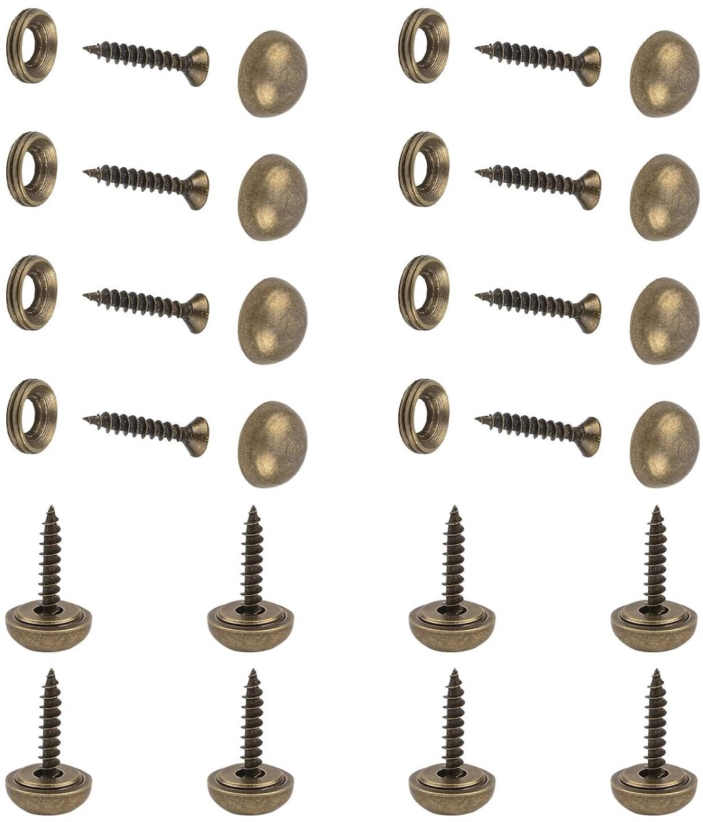 Set van 16 Decoratieve Messing Spiegel Schroeven met Koepel en Onderleggers - 15mm, Perfect voor Interieurdecoratie en Klussen