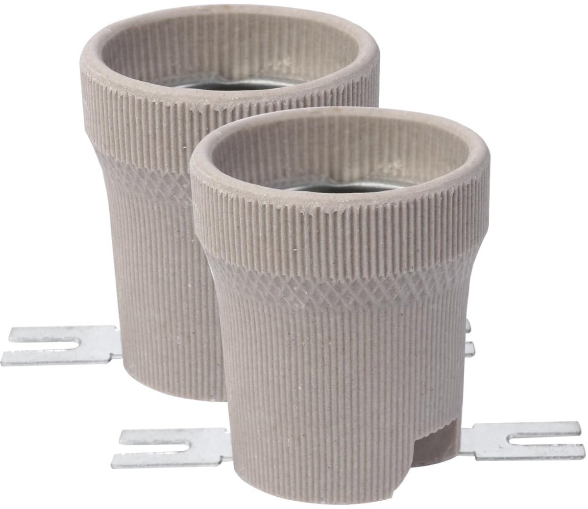 E27 Lampfitting 2 Stuks - Keramische Porseleinen Fitting voor LED, CFL en Halogeen Lampen met E27 Basis