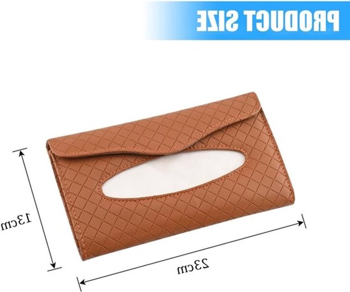 Elegante PU leren tissuehouder voor auto, geschikt voor zonneklep en hoofdsteun, multifunctionele opbergdoos voor tissues en mondkapjes