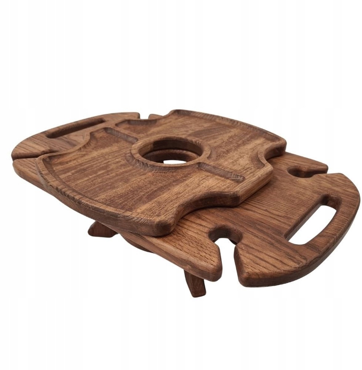 Massief Eiken Tafelblad met Extra Plank & Gravering - Donkere Eik
