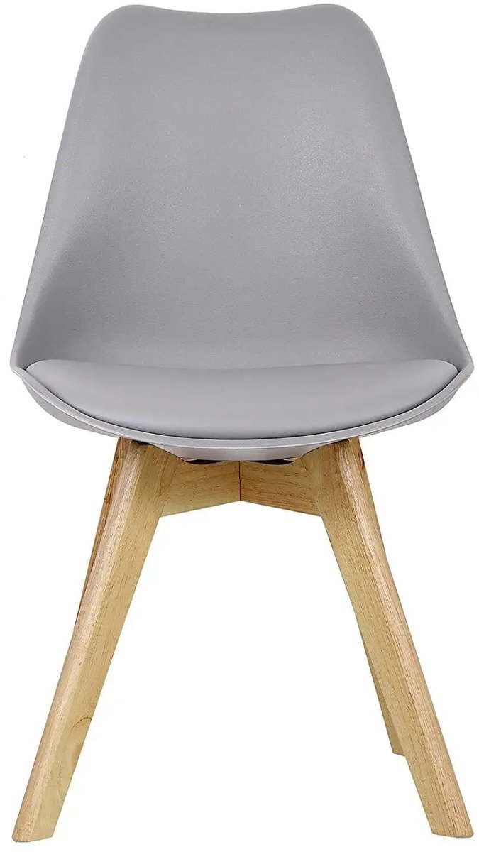 Klarven Eetkamerstoelen Set van 4 Grijs - Kunstleren Eetkamerstoelen - Eetkamerstoelen Hout - Dining Chairs - Slijtvaste Bekleding, Stevig Houten Frame, Ergonomische Rugleuning - 100 kg Draagvermogen - B42xd48cm