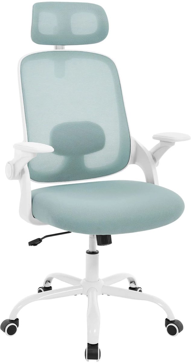 Klarven® Bureaustoel Lichtgrijs Mesh Blauw - Ergonomische Bureaustoel - Bureaustoel Ergonomisch - Bureaustoelen - Office Chair - Verstelbare lumbale steun en neksteun, 3D-armleuningen - Draagvermogen 150 kg - B63,5xd50xh117,5cm
