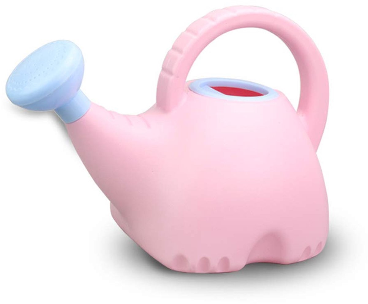 Klein, lichtgewicht, schattig plastic spuitflesje Geschikt voor binnen- en buitenplanten; spuitflesje met douchekop, olifantendesign: roze lichaam en blauwe kop.