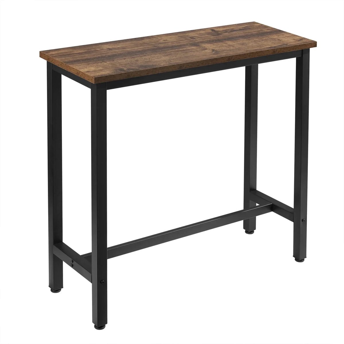 Klarven Bartafel Keuken Hout vintage - Bartafel Set - Bar Tafel - Waterbestendig en krasbestendig blad - Stabiel ijzeren frame met kruisbalk - Verstelbare antislipvoeten - Rechthoekig b40xd100xh100cm vintage wood