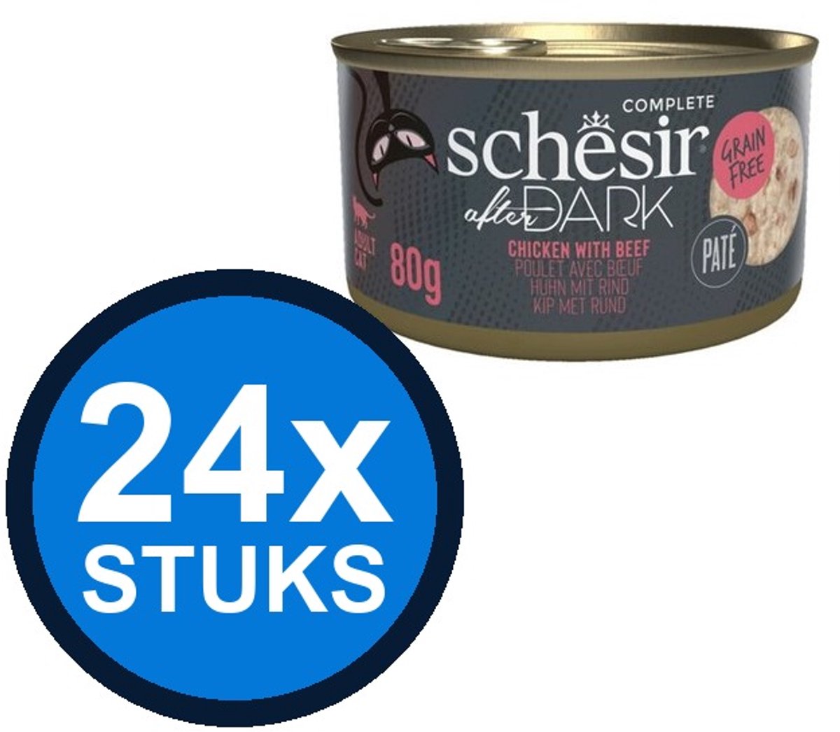 24x Schesir After Dark - Kip & Rund Paté - Kattenvoer Natvoer - 80g