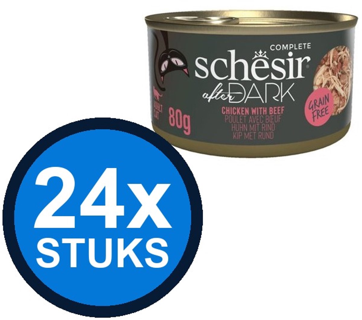 24x Schesir After Dark - Kip & Rund in Bouillon - Kattenvoer Natvoer - 80g