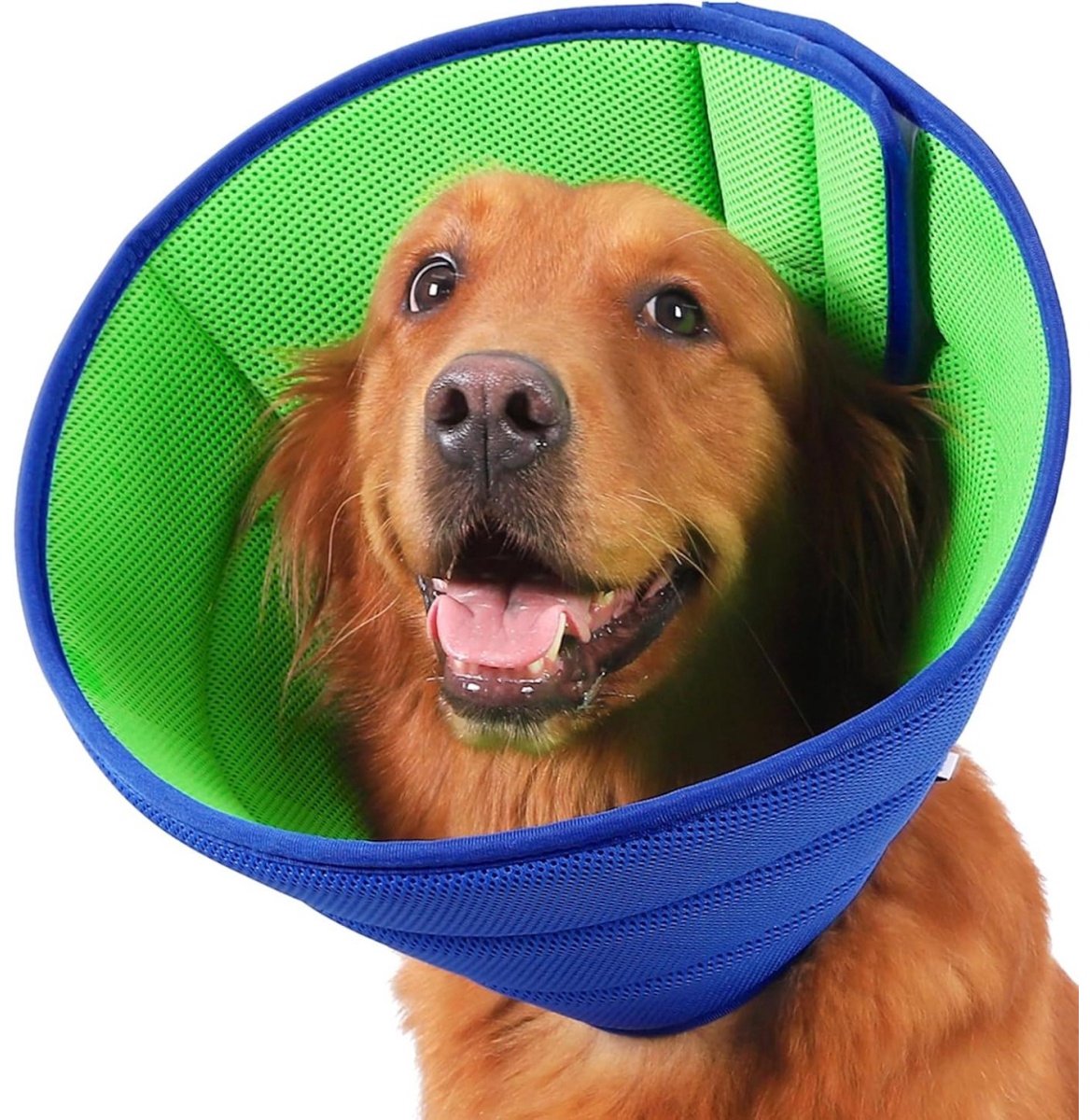 SSTRWGOOD Zachte, ademende en verstelbare beschermkraag (Elizabethaanse kraag) geschikt voor honden – Voorkomt likken – Lichtgewicht – Groenblauw – Geschikt voor een halsomtrek van 30–35 cm, diepte ca. 16 cm