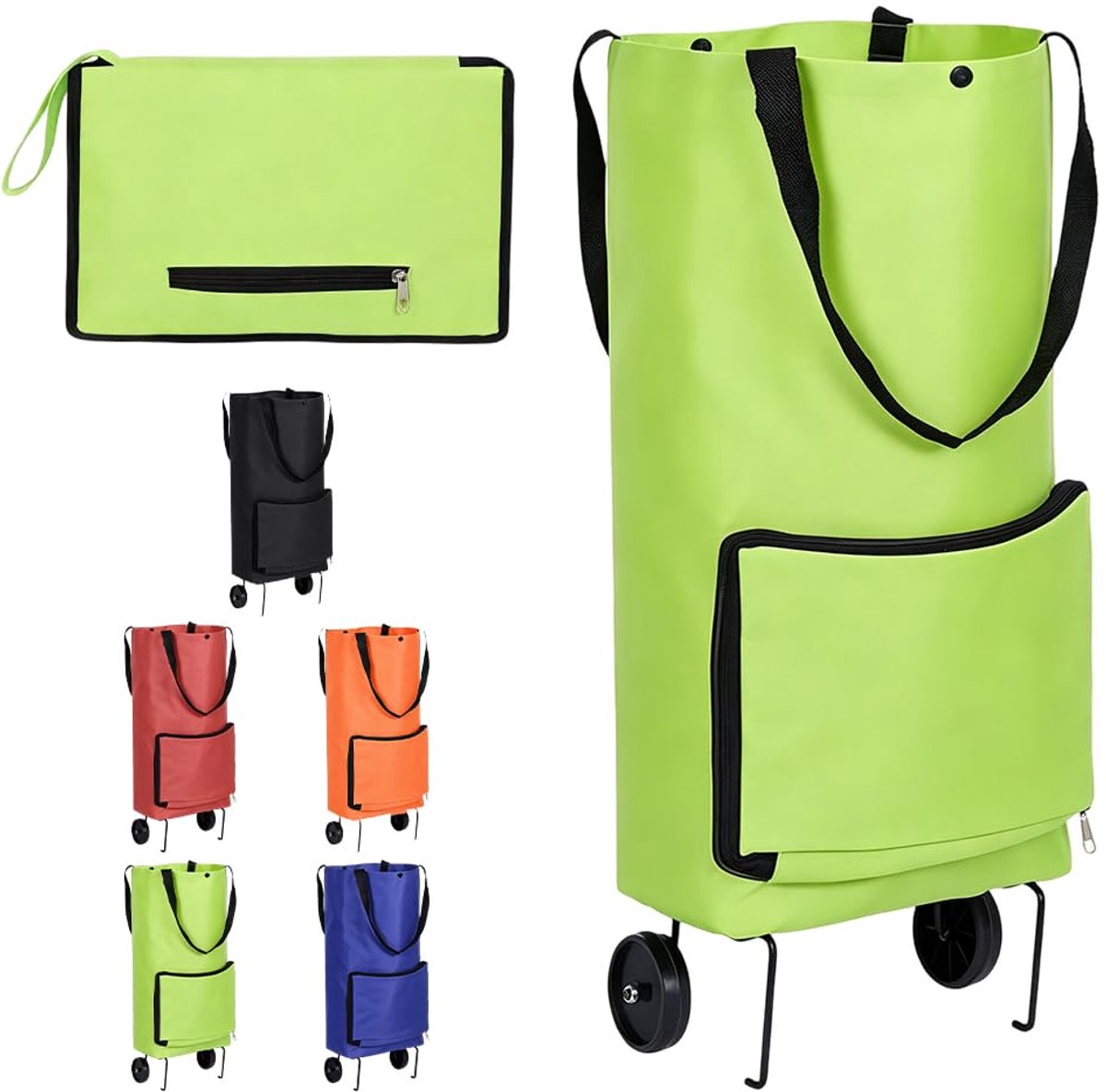 2-in-1 opvouwbare winkelwagen op wielen (groen)