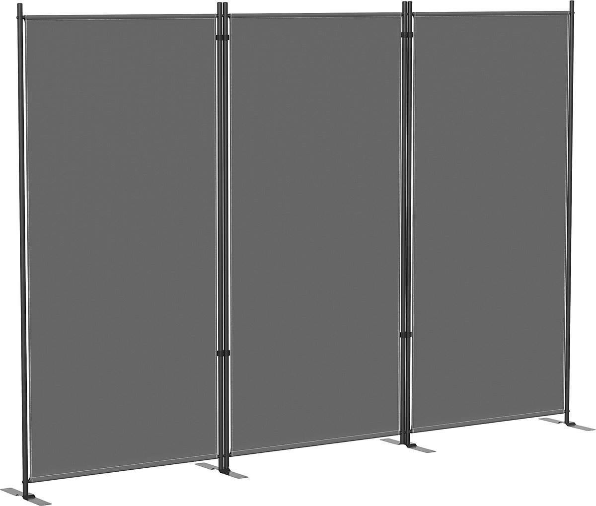 Tuinscherm - privacyscherm voor buiten - 3 panelen - verduisterend - stabiele metalen poten - 260x180cm - donkergrijs