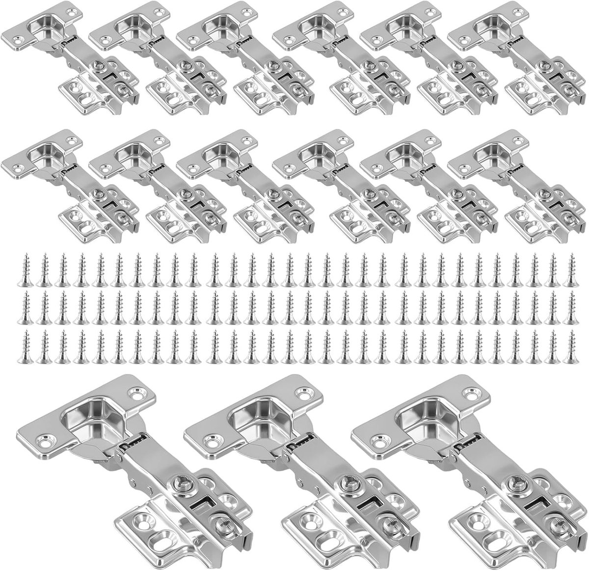 15 Pcs Keuken Deur Scharnieren, Volledige Overlay RVS Kledingkast Scharnieren, Softclose Scharnieren met Schroeven voor Badkamer, Slaapkamer en Eetkamer