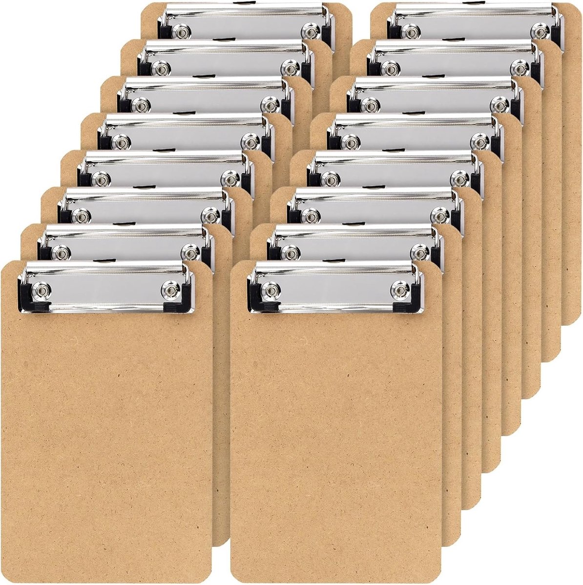 16 Stuks A6 Hardboard Clipboard met Schaalbare Hangopening en Metalen Clip, Houten Clipboards voor Kantoor, Restaurant en Schoolbenodigdheden