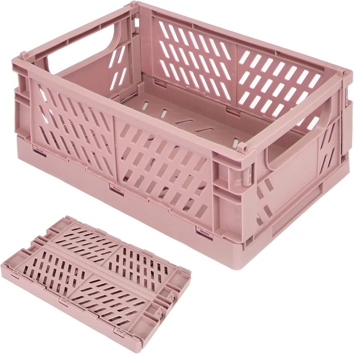 Vouwbare en Stapelbare Opbergdoos voor Huis, Keuken, Klaslokaal, Slaapkamer, Badkamer en Kantoor (Roze) - Ideaal voor Organisatie en Ruimtebesparing