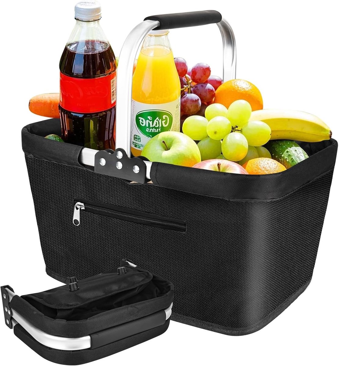 Vouwbare Winkelmand van 25 Liter, Ideaal voor Picknicks, Reizen en Winkelen met Comfortabele Handvatten