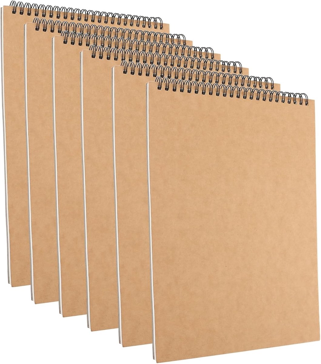 Set van 6 blanco spiraalschrift A4, 30 vellen 160 g/m², tekenblokken voor kunstenaars, schetsboeken en schilderen