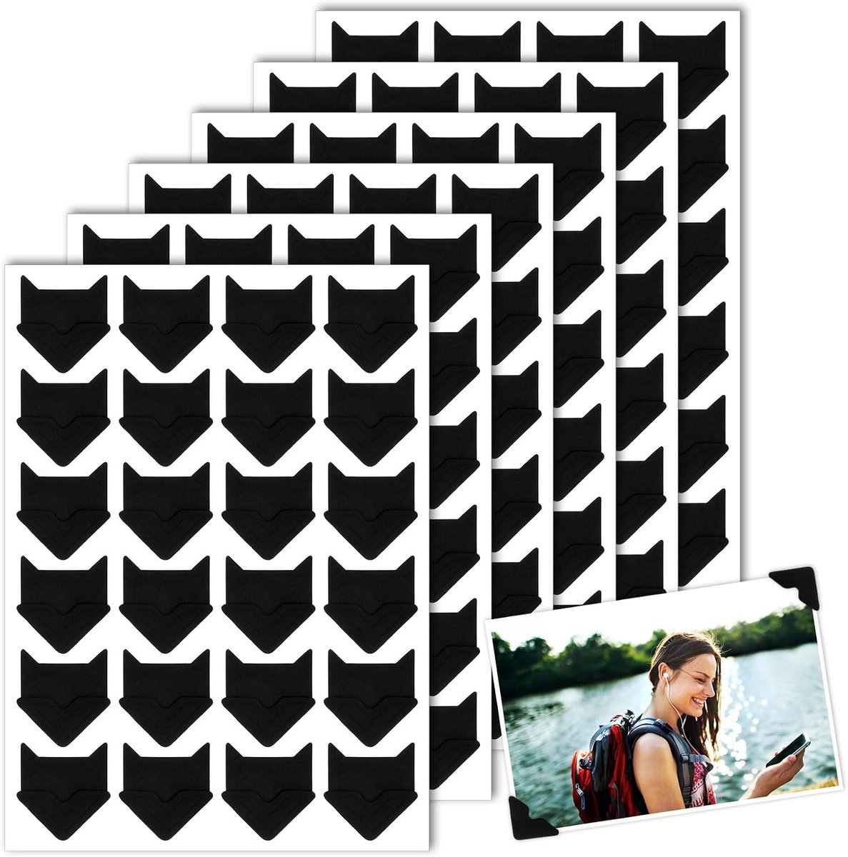 144 Stuks Zwarte Zelfklevende Fotohoeken Stickers voor DIY Scrapbooking en Fotoalbums - Perfect voor Creatieve Projecten en Organisatie