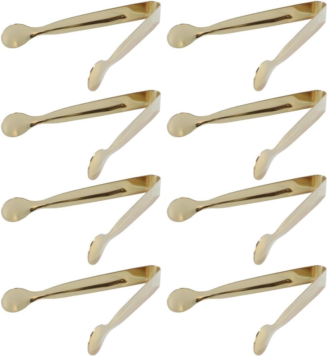 8-delige roestvrijstalen ijstangen set, mini suiker, salade en gebak tangen voor candy bars, bruiloften en feestjes