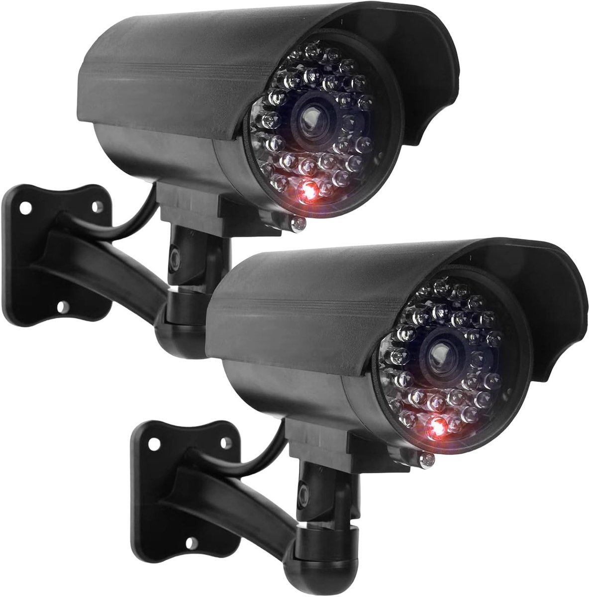2 Stuks Neppende Beveiligingscamera met Rode Knipperende LED, CCTV Dummy Camera voor Binnen en Buiten, Beveiligingsoplossing voor Thuis en Kantoor