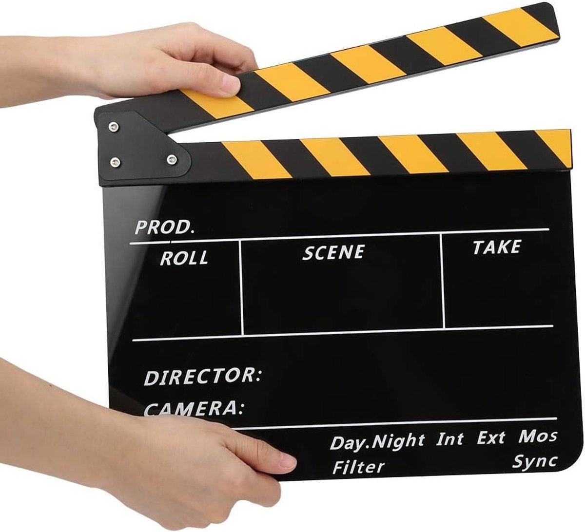 Professionele Filmklapper van Acryl, 30x25CM, Voor Filmmakers en Acteurs, Met Magnetische Stok en Actie Flail Functie