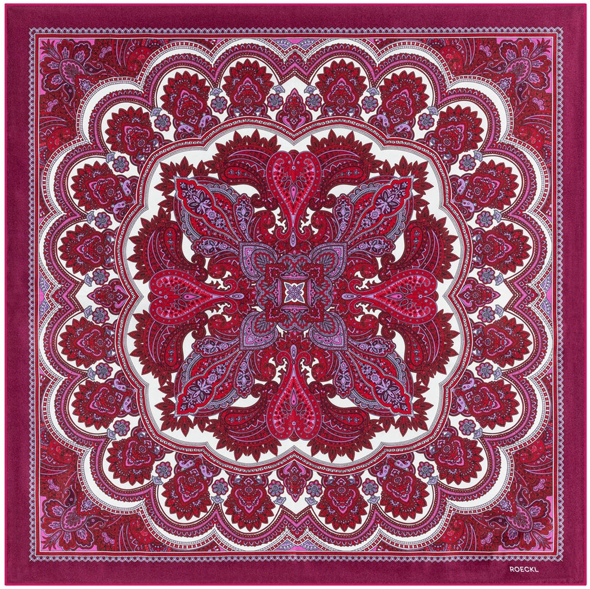 ROECKL sjaal Fine Paisley 53x53 Multi Wine (rood)paars