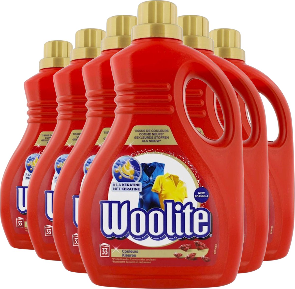 Woolite Vloeibaar Wasmiddel - Kleuren (Met Keratine) - 198 wasbeurten - 6 x 2 Liter - Verrijkt met beschermende keratine - Behoudt de kleurintensiteit - Voorkomt krimpen en uitrekken