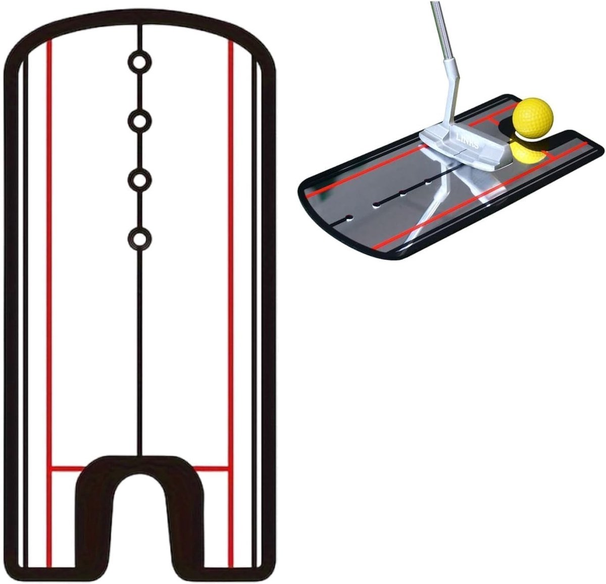 Golf Putting Trainer 30 x 14.5 cm - Putting Spiegel Trainer voor Beginners, Training Hulp met Putterlijn en Verbetering van Golfvaardigheden