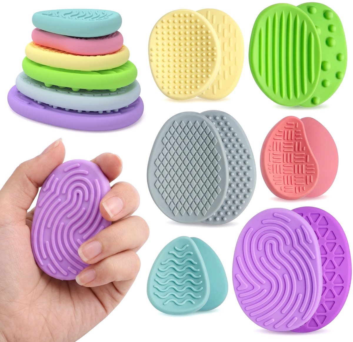 SET 6 stuks SENSORISCHE stenen, siliconen antistress speelgoed
