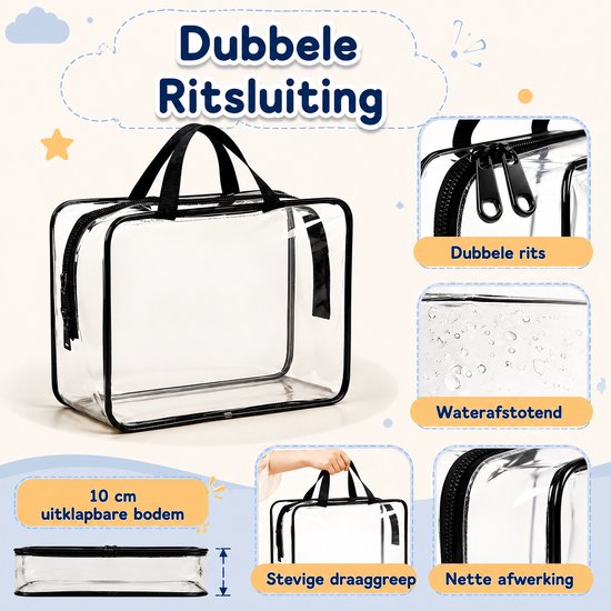 Transparante PVC Opbergtas-Opbergtas Voor Speelgoed-Strandtas-Waterdichte Tas Met Rits-6 Stuks — afbeelding 4