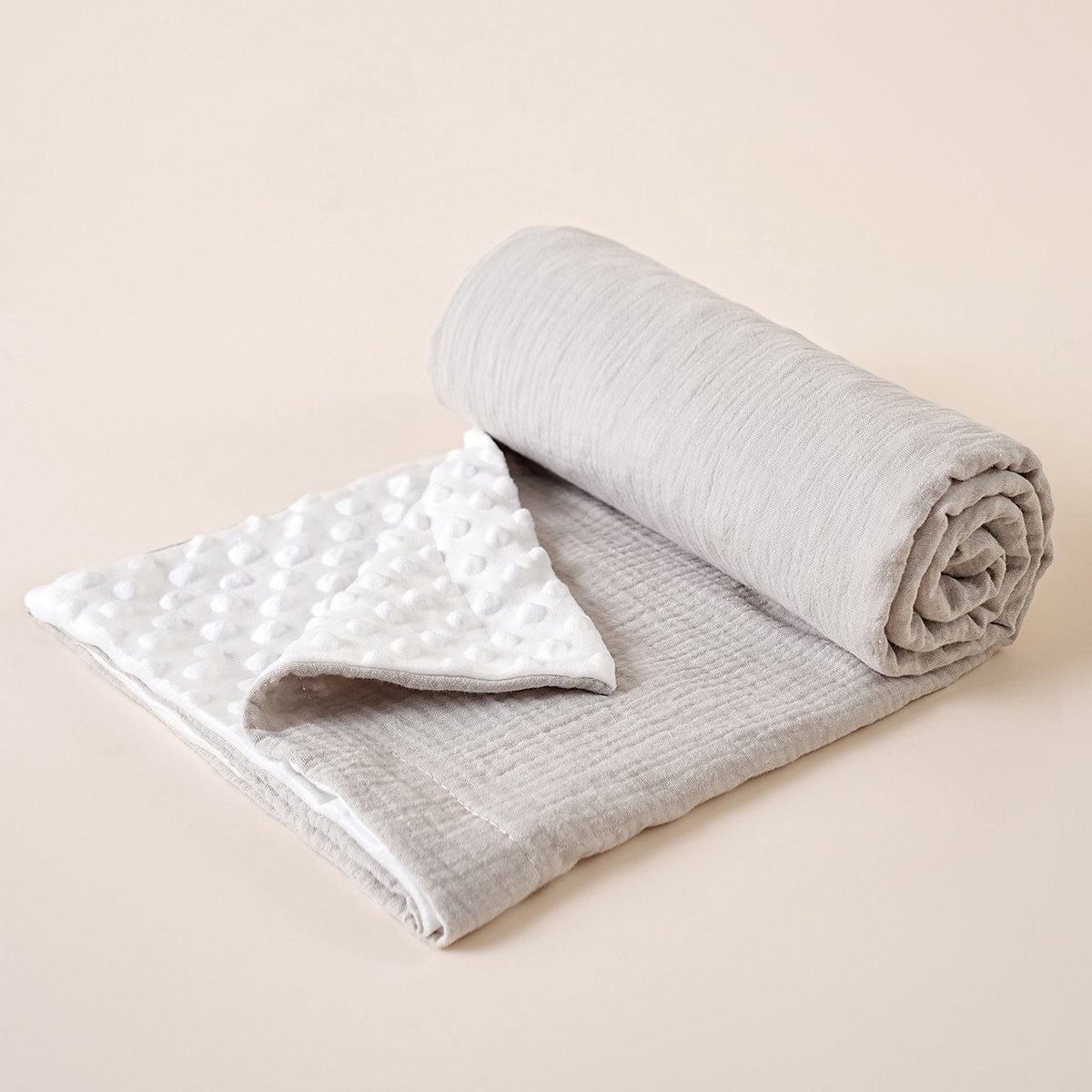 Deze babydeken is zacht, comfortabel en voelt heerlijk aan, waardoor het een onmisbaar cadeau is voor aanstaande moeders en een ideale keuze om pasgeborenen in te wikkelen. (1 stuk)-Lichtgrijs-100*100cm