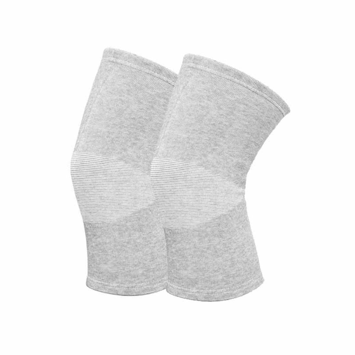Set van 2 thermische kniebeschermers van bamboehoutskool - lichtgrijs - one size fits all, Geschikt voor sport en dagelijks gebruik.