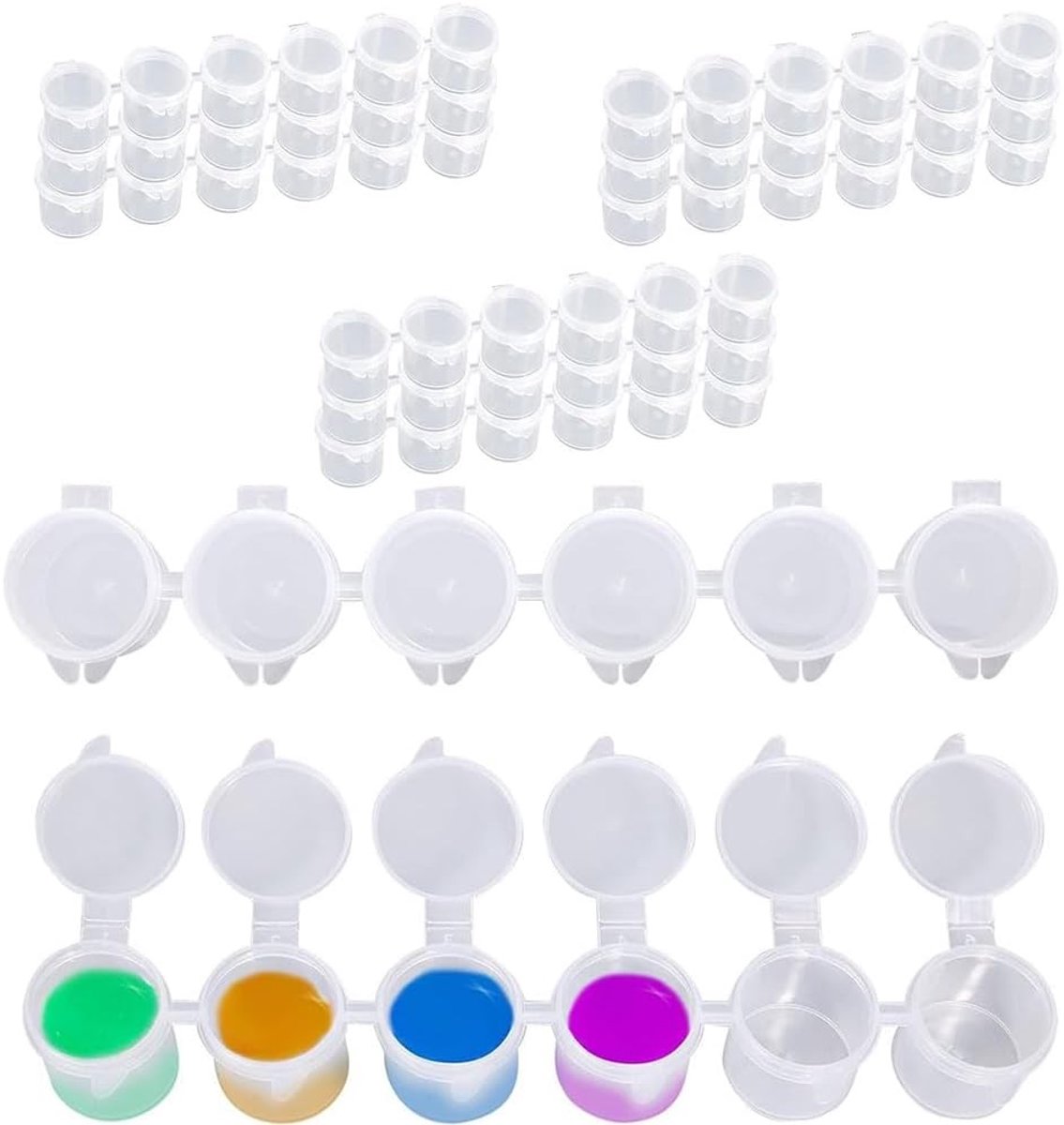 Lege Verfcontainers - 60 Stuks Plastic Verfpotten met Deksel voor Kunst en Creatieve Projecten, 3ML, Ideaal voor Scholen en Zomerkampen
