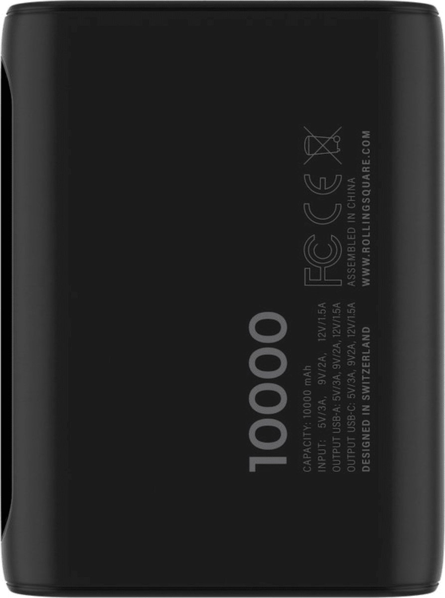 Rolling Square Powerbank Draagbaar 10000mAh - USB-C & USB-A - 20W Snellader voor Telefoon & Laptop - Zwart — cadeau in Gadgets - foto 5
