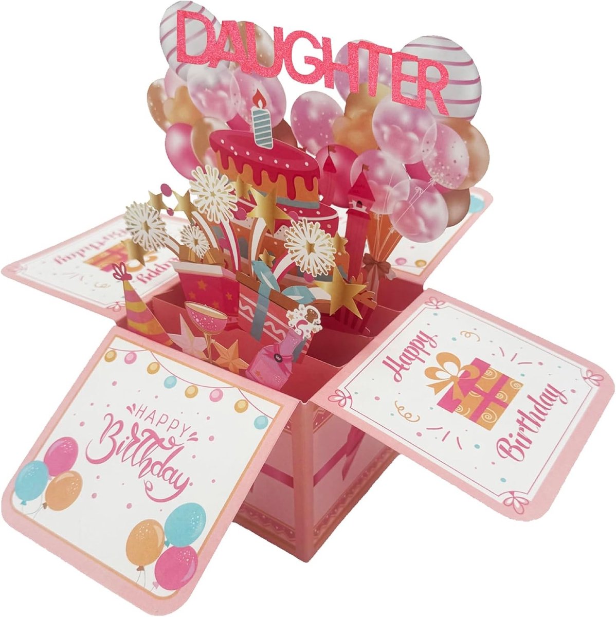 3D Pop-Up Verjaardagskaart met Envelop en Extra Kaart, Verrassingskaart voor Vrouwen en Meisjes, Feestelijke Wenskaart voor Verjaardagen
