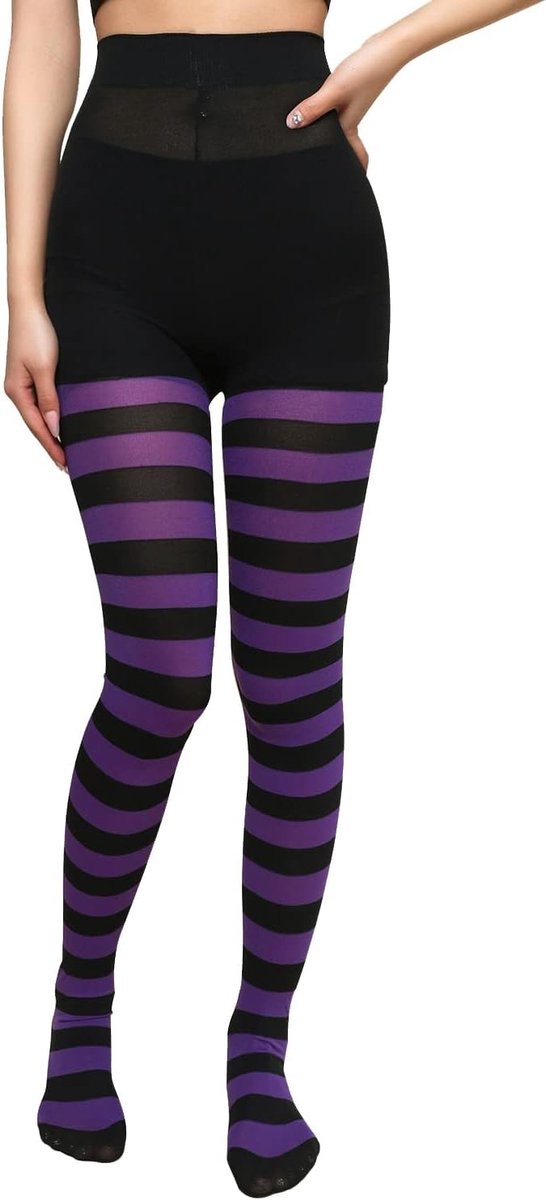 Halloween en Kerst Striped Tights voor Vrouwen - Volledige Voet, Hoge Taille Leggings en Kousen voor Feestelijke Gelegenheden